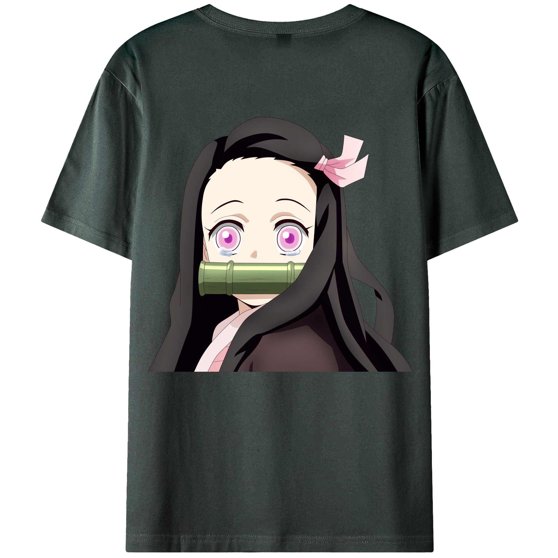（画像用） 鬼滅の刃（きめつのやいば）竈門 禰󠄀豆子／かまど ねずこ Kamado Nezuko 綿100％ メンズ半袖Tシャツ（バックプリント） 通気性